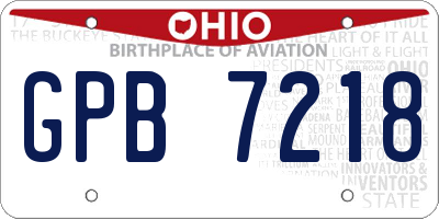 OH license plate GPB7218