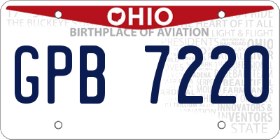 OH license plate GPB7220
