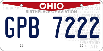 OH license plate GPB7222