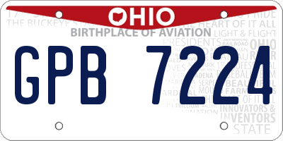 OH license plate GPB7224