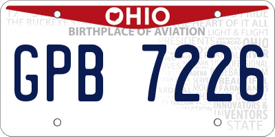 OH license plate GPB7226