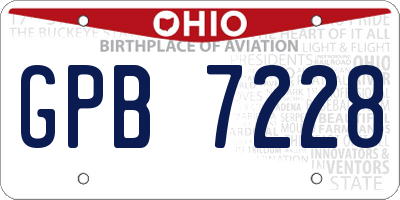 OH license plate GPB7228
