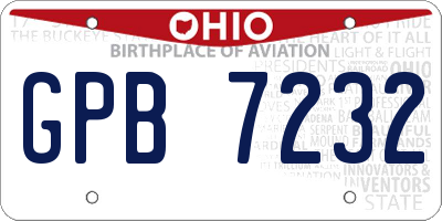 OH license plate GPB7232