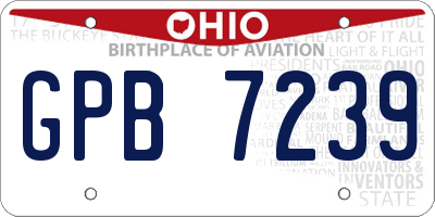 OH license plate GPB7239