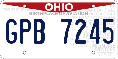 OH license plate GPB7245