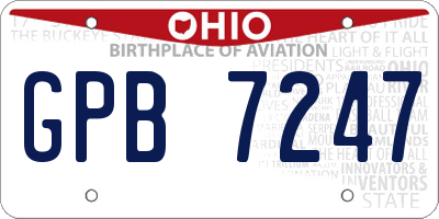 OH license plate GPB7247