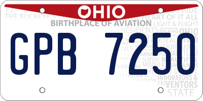 OH license plate GPB7250