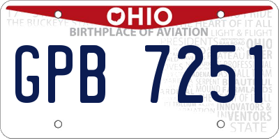 OH license plate GPB7251