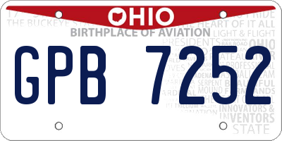 OH license plate GPB7252