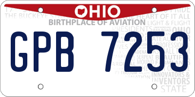 OH license plate GPB7253