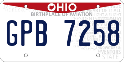 OH license plate GPB7258