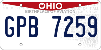OH license plate GPB7259