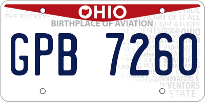OH license plate GPB7260