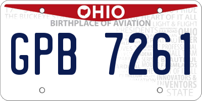 OH license plate GPB7261