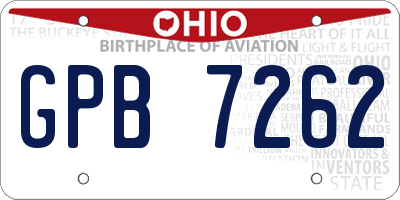 OH license plate GPB7262