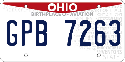 OH license plate GPB7263