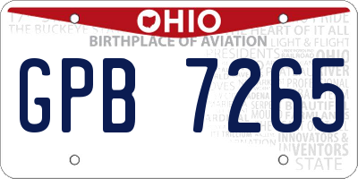 OH license plate GPB7265