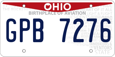 OH license plate GPB7276