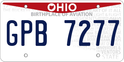 OH license plate GPB7277