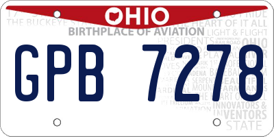 OH license plate GPB7278