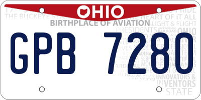 OH license plate GPB7280