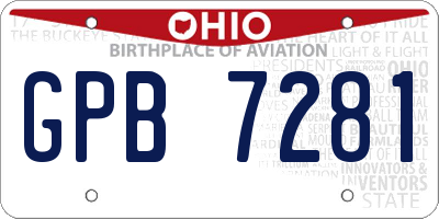 OH license plate GPB7281