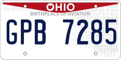 OH license plate GPB7285