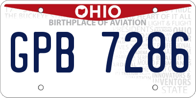 OH license plate GPB7286