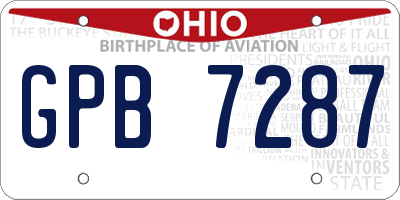 OH license plate GPB7287