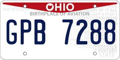 OH license plate GPB7288