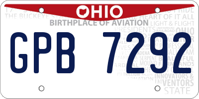OH license plate GPB7292