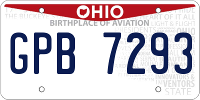 OH license plate GPB7293