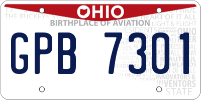OH license plate GPB7301