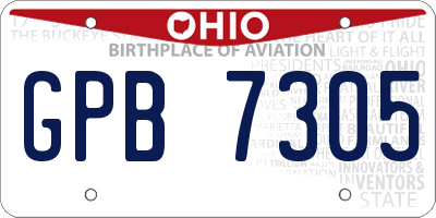 OH license plate GPB7305