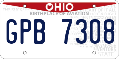OH license plate GPB7308