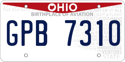OH license plate GPB7310