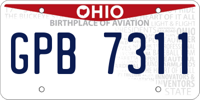 OH license plate GPB7311