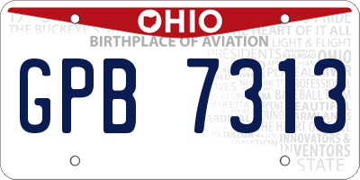 OH license plate GPB7313