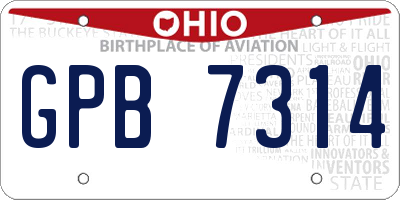 OH license plate GPB7314