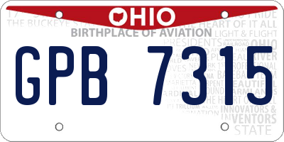 OH license plate GPB7315