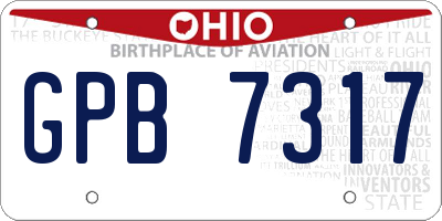 OH license plate GPB7317
