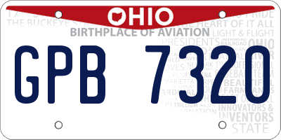 OH license plate GPB7320