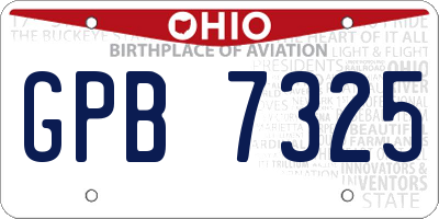 OH license plate GPB7325
