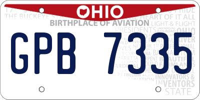 OH license plate GPB7335