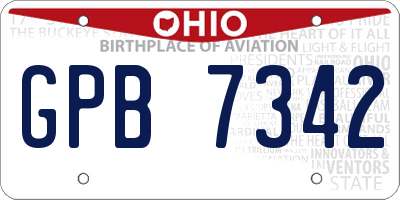 OH license plate GPB7342