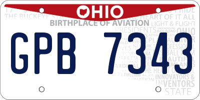 OH license plate GPB7343