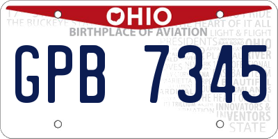 OH license plate GPB7345