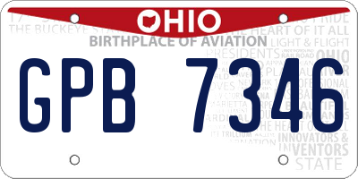 OH license plate GPB7346