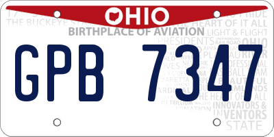 OH license plate GPB7347