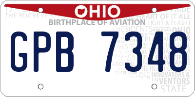 OH license plate GPB7348